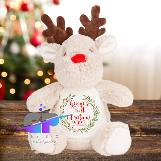 Plush Reindeer Personalised First Christmas