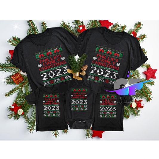 Personalised Ugly Sweater Family Christmas Tee