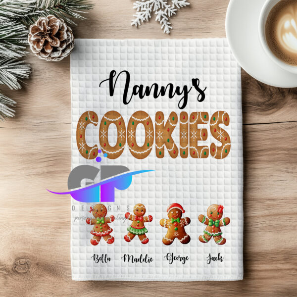 Nana's Cookies Personalised Christmas Tea Towel