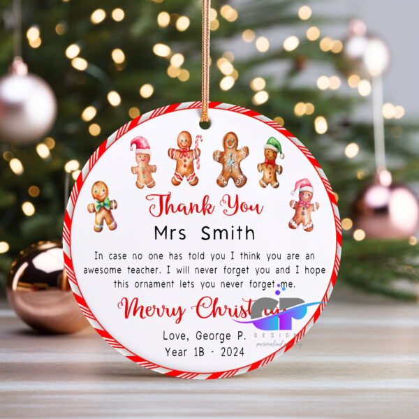 Thank You Teacher Christmas Ornament